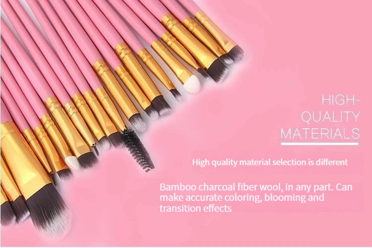 20 PCS Makeup Brush Set Eye Shadow Brush Set Foundation Brush Beauty Tools Super Soft Man-made Fibers Full Set